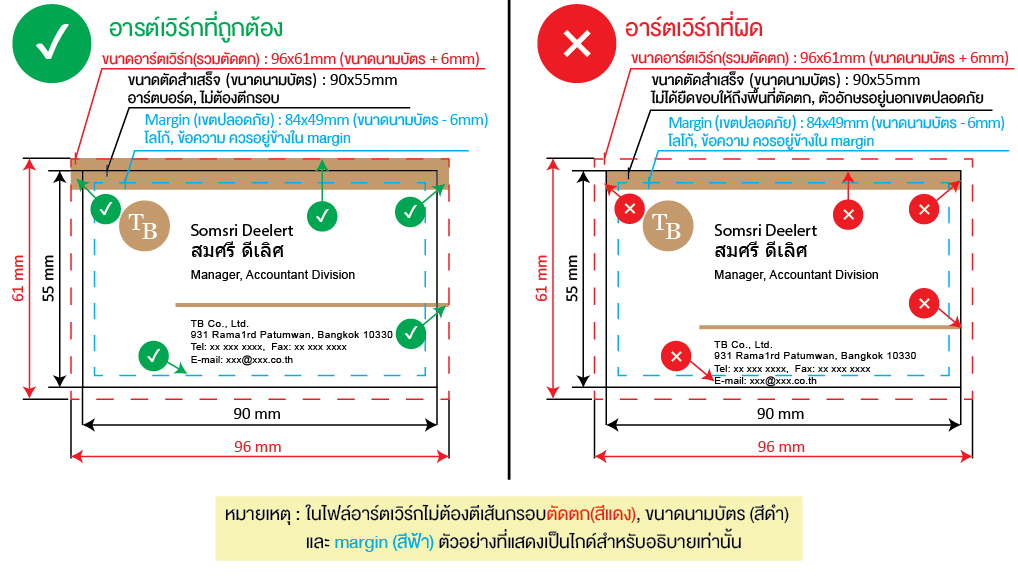 ตัวอย่างการเตรียมอาร์ตเวิร์กนามบัตร